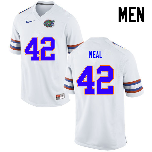 Men Florida Gators #42 Keanu Neal College Football Jerseys-White - Click Image to Close